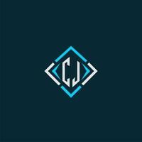CJ initial monogram logo with square style design vector