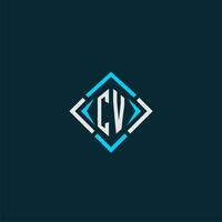 CV initial monogram logo with square style design vector