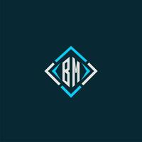 BM initial monogram logo with square style design vector