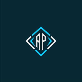 AP initial monogram logo with square style design vector