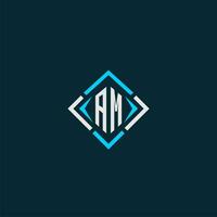 AM initial monogram logo with square style design vector