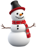 bonhomme de neige sourire portant chapeau et écharpe 3d ai généré png