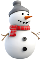 bonhomme de neige sourire portant chapeau et écharpe 3d ai généré png