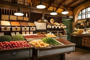 a large grocery store with lots of fresh produce. AI-Generated photo