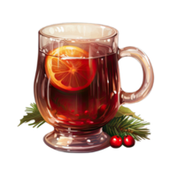 Glass of Christmas drink with berries and citrus fruit for festive holidays , Ai generative png