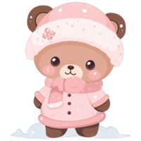 bebê Urso desgasta Rosa inverno equipamento dentro festivo feriado ,ai generativo png