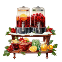 Christmas drink station with berries and citrus fruit for festive holidays , Ai generative png