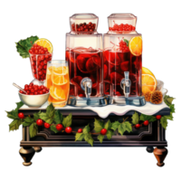 Christmas drink station with berries and citrus fruit for festive holidays , Ai generative png