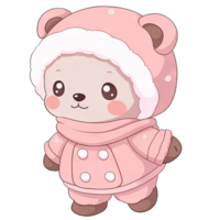 bambino orso indossa rosa inverno attrezzatura nel festivo vacanza ,ai generativo png