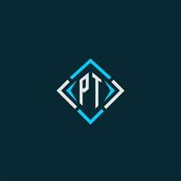 PT initial monogram logo with square style design vector