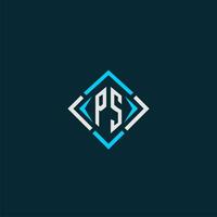 PS initial monogram logo with square style design vector