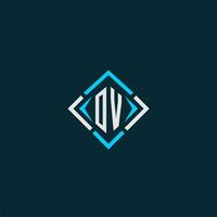 OV initial monogram logo with square style design vector