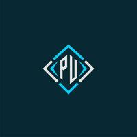 PU initial monogram logo with square style design vector