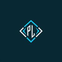 logotipo de monograma inicial pl con diseño de estilo cuadrado vector