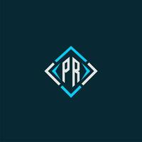 PR initial monogram logo with square style design vector