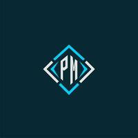 PM initial monogram logo with square style design vector