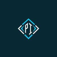 PI initial monogram logo with square style design vector