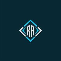 RA initial monogram logo with square style design vector