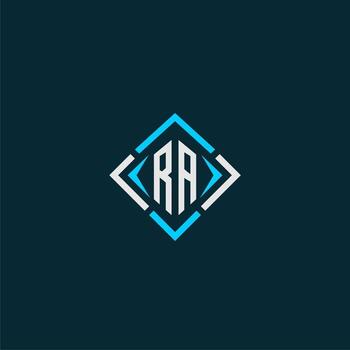 RA initial monogram logo with square style design vector