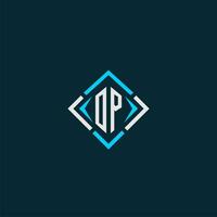 OP initial monogram logo with square style design vector