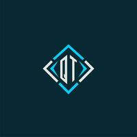 QT initial monogram logo with square style design vector