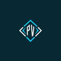 logotipo de monograma inicial pv con diseño de estilo cuadrado vector
