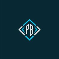 PB initial monogram logo with square style design vector