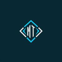 MT initial monogram logo with square style design vector