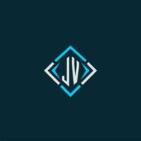 logotipo de monograma inicial jv con diseño de estilo cuadrado vector