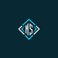 MS initial monogram logo with square style design vector