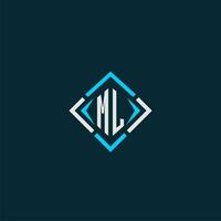 ML initial monogram logo with square style design vector