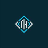 NK initial monogram logo with square style design vector