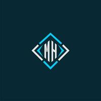 MH initial monogram logo with square style design vector
