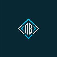 NB initial monogram logo with square style design vector
