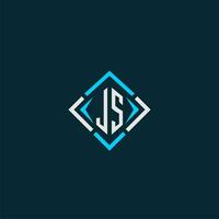 JS initial monogram logo with square style design vector