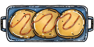 Pancakes on tray illustration. Doodle breakfast. Hand drawn foods. Menu board. png