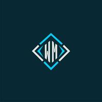 WM initial monogram logo with square style design vector