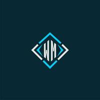 WM initial monogram logo with square style design vector