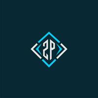 ZP initial monogram logo with square style design vector