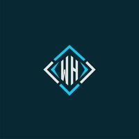 WH initial monogram logo with square style design vector