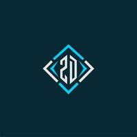 ZD initial monogram logo with square style design vector