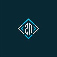 ZN initial monogram logo with square style design vector