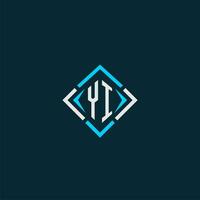 YI initial monogram logo with square style design vector
