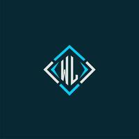 WL initial monogram logo with square style design vector