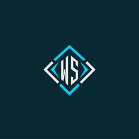 logotipo de monograma inicial ws con diseño de estilo cuadrado vector