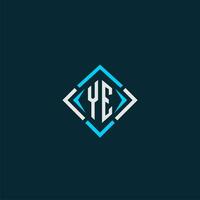 YE initial monogram logo with square style design vector