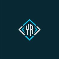 YR initial monogram logo with square style design vector