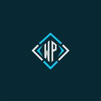 logotipo de monograma inicial de wp con diseño de estilo cuadrado vector