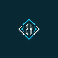 ZY initial monogram logo with square style design vector