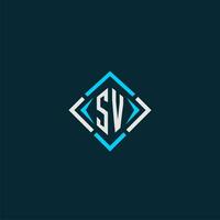 logotipo de monograma inicial sv con diseño de estilo cuadrado vector